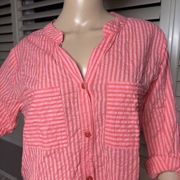 Soft surroundings MEDIUM shirt M pockets tunic beach 100% cotton - Picture 2 of 10